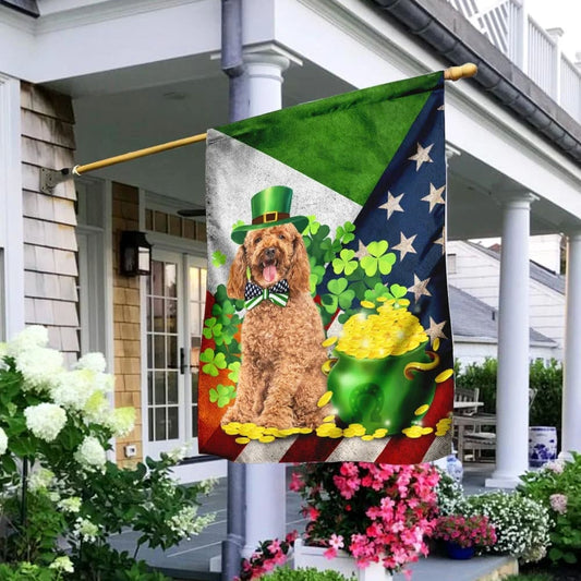 Poodle House Flag - St Patrick's Day Garden Flag - Outdoor St Patrick's Day Decor