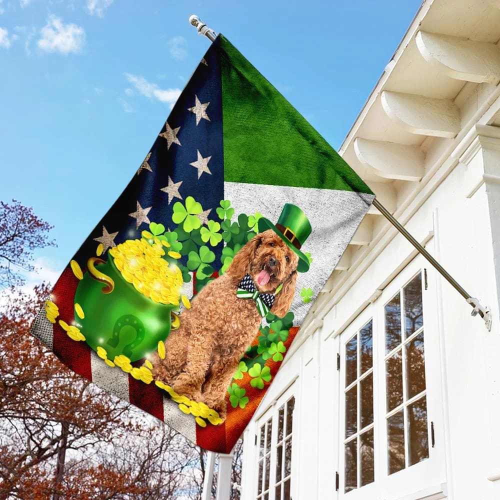 Poodle House Flag - St Patrick's Day Garden Flag - Outdoor St Patrick's Day Decor