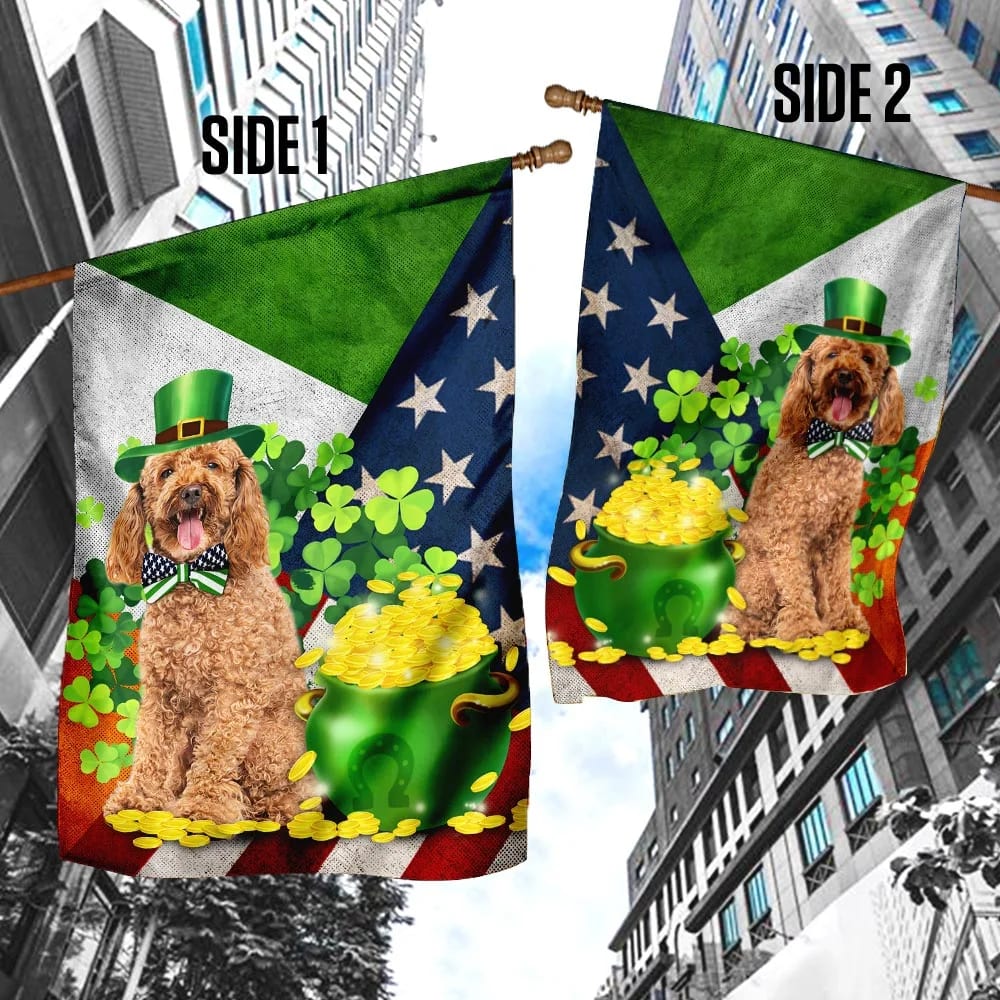 Poodle House Flag - St Patrick's Day Garden Flag - Outdoor St Patrick's Day Decor