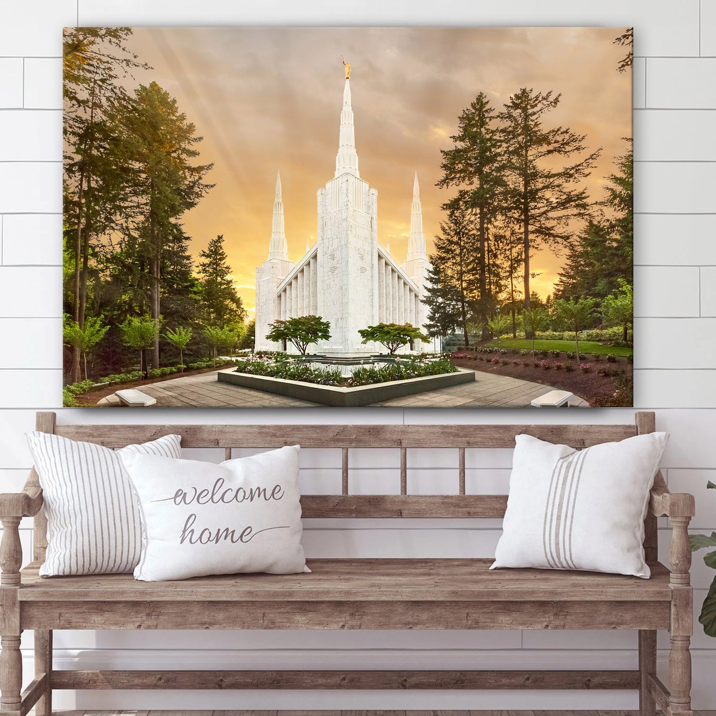 Portland Temple Evening Glow Canvas Wall Art - Jesus Christ Picture - Canvas Christian Wall Art