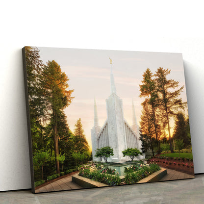 Portland Temple Sunset Canvas Wall Art - Jesus Christ Picture - Canvas Christian Wall Art