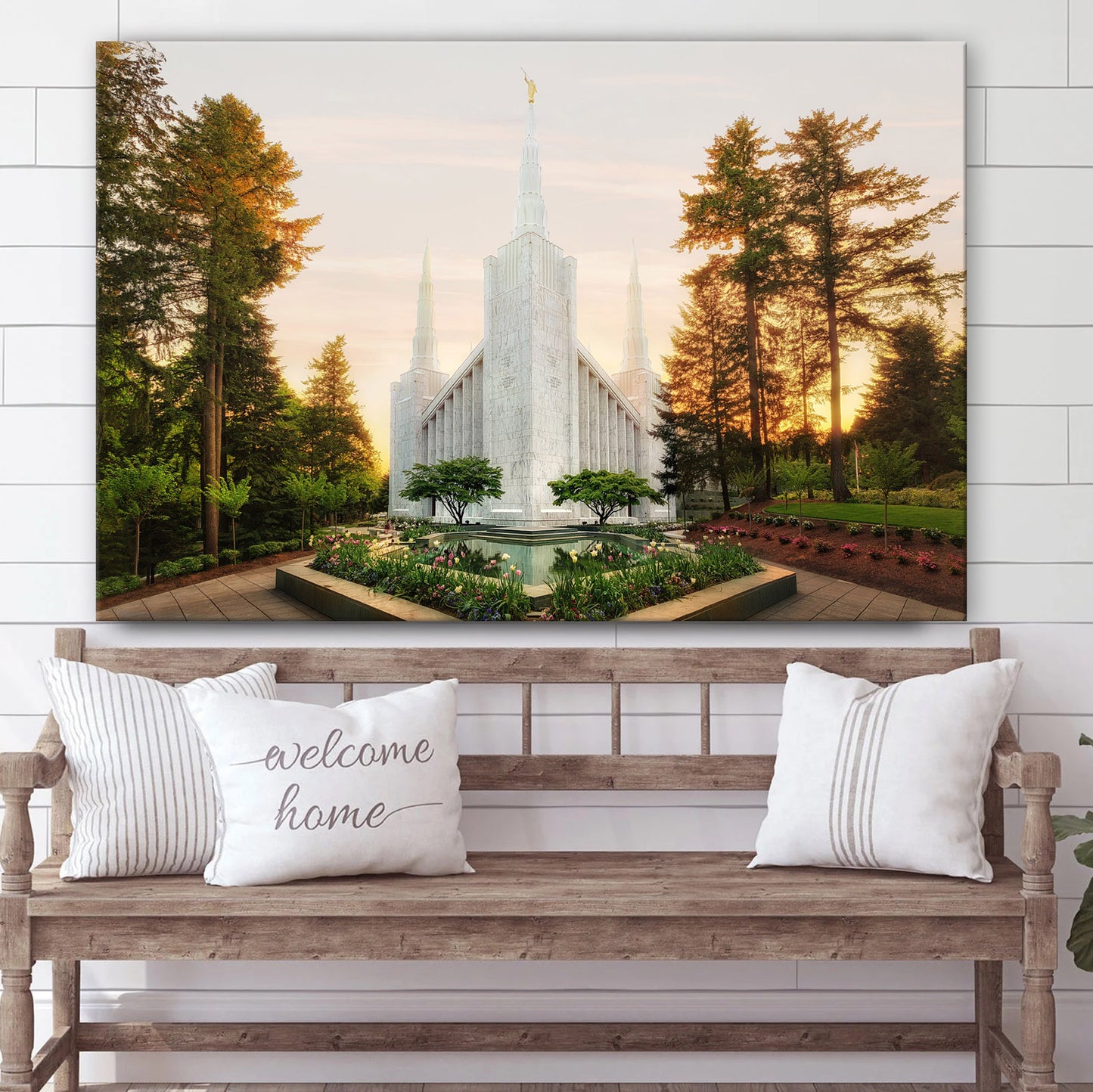 Portland Temple Sunset Canvas Wall Art - Jesus Christ Picture - Canvas Christian Wall Art