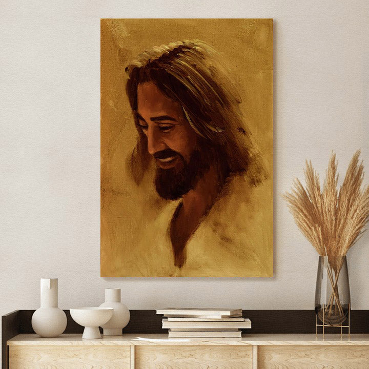 Portrait Of Christ Smiling Canvas Prints - Jesus Christ Art - Christian Canvas Wall Decor