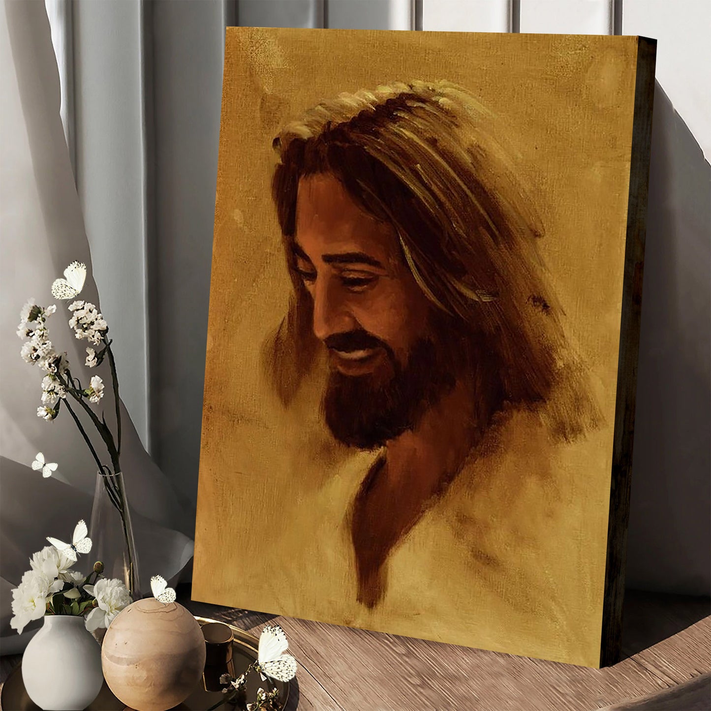 Portrait Of Christ Smiling Canvas Prints - Jesus Christ Art - Christian Canvas Wall Decor