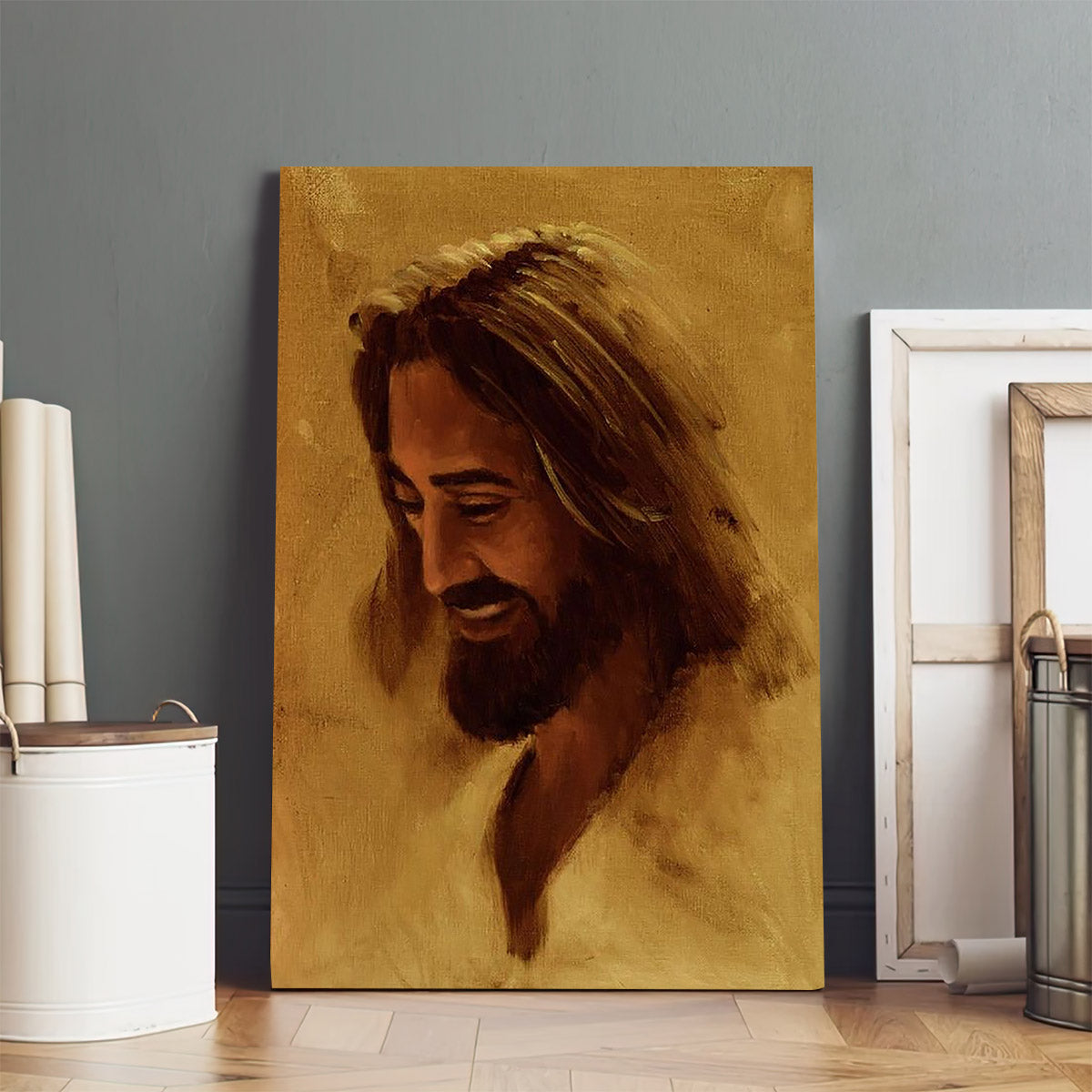 Portrait Of Christ Smiling Canvas Prints - Jesus Christ Art - Christian Canvas Wall Decor