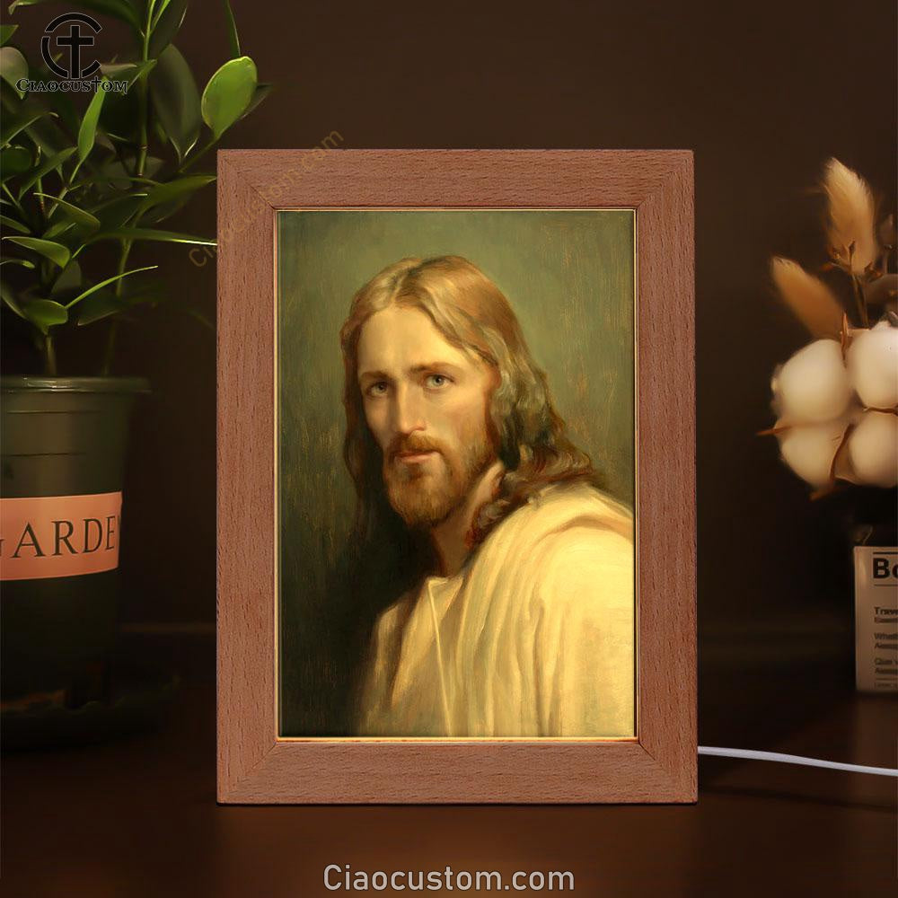 Portrait Of Jesus Christ Man Of Galilee Frame Lamp Pictures - Christian Wall Art - Jesus Frame Lamp Art
