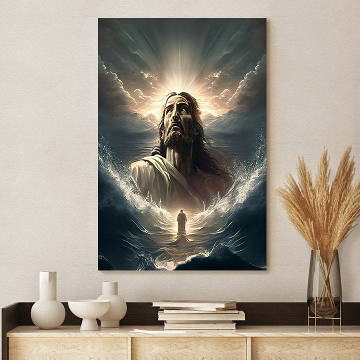 Portrait Of Jesus On Water Canvas Prints - Jesus Christ Art - Christian Canvas Wall Decor