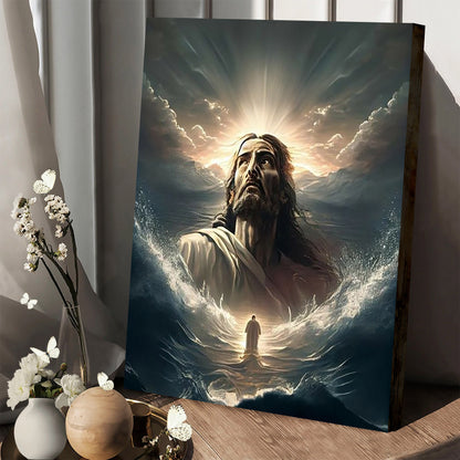 Portrait Of Jesus On Water Canvas Prints - Jesus Christ Art - Christian Canvas Wall Decor
