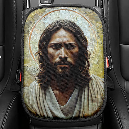 Portrait Of Jesus Seat Box Cover, Christian Car Center Console Cover, Jesus Interior Car Accessories