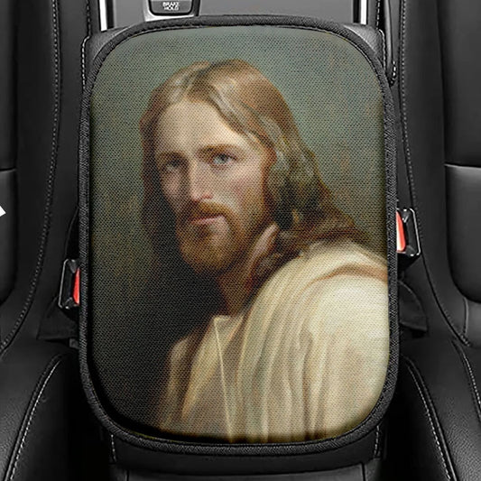 Power Jesus Christ Came To Rescue A Fishing Boat In A Storm Seat Box Cover, Jesus Car Center Console Cover, Christian Car Interior Accessories