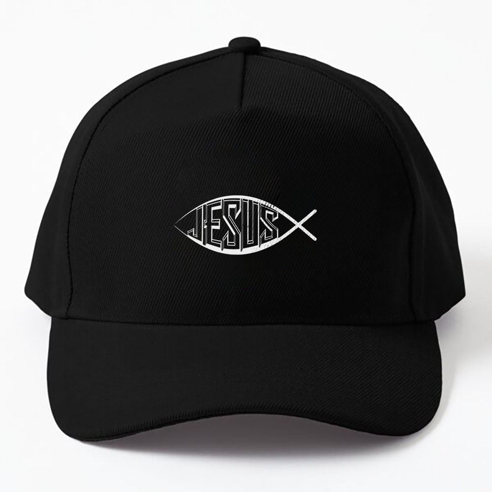 Praise Jesus Fish Ichthus Church Peace Holy Spirit Ichthys Cap