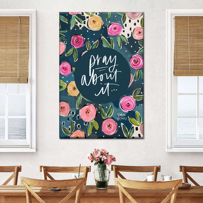 Pray About It Wall Art Canvas - Canvas Religious Wall Art - Christian Wall Decor Living Room