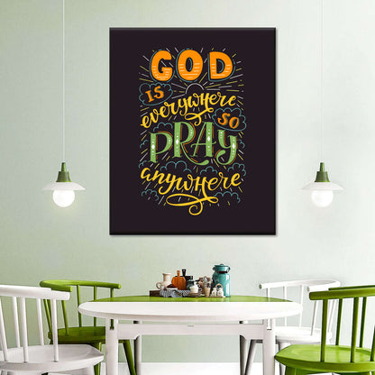 Pray Anywhere Typography Wall Art Canvas - Canvas Religious Wall Art - Christian Wall Decor Living Room