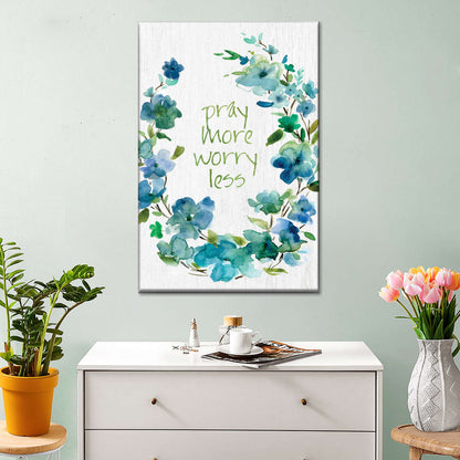 Pray Flower Wreath Wall Art Canvas - Canvas Religious Wall Art - Christian Wall Decor Living Room