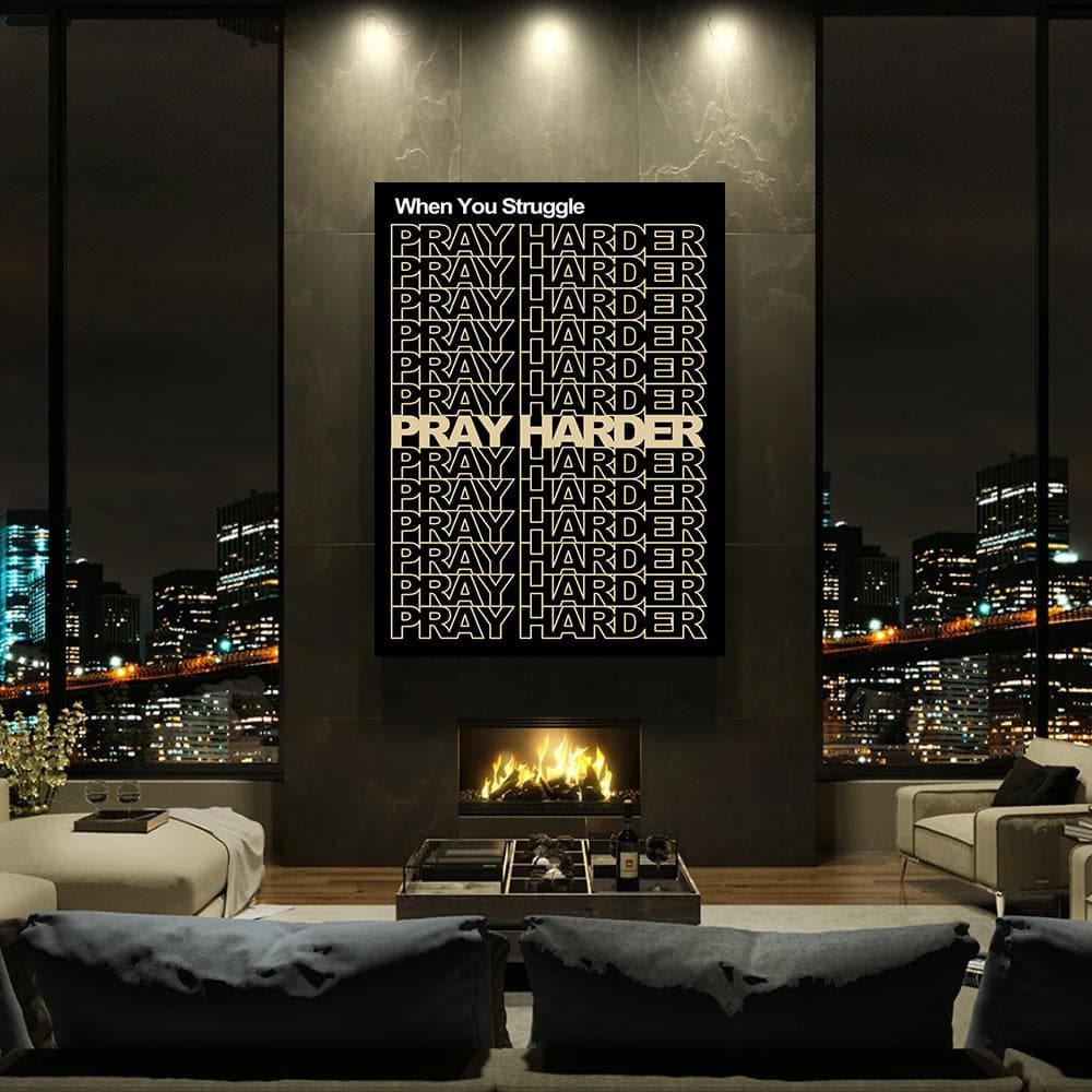 Pray Harder Canvas - Religious Canvas Art - Christian Canvas Wall Art - Ciaocustom