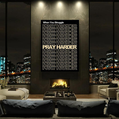 Pray Harder Canvas - Religious Canvas Art - Christian Canvas Wall Art - Ciaocustom