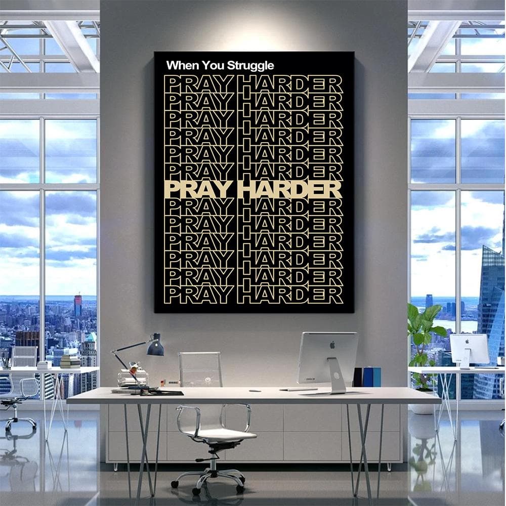 Pray Harder Canvas - Religious Canvas Art - Christian Canvas Wall Art - Ciaocustom