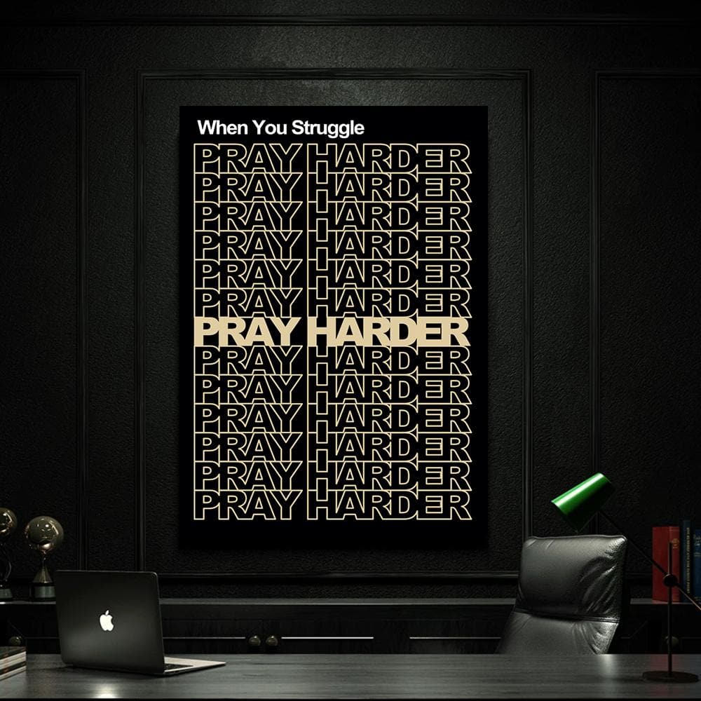 Pray Harder Canvas - Religious Canvas Art - Christian Canvas Wall Art - Ciaocustom