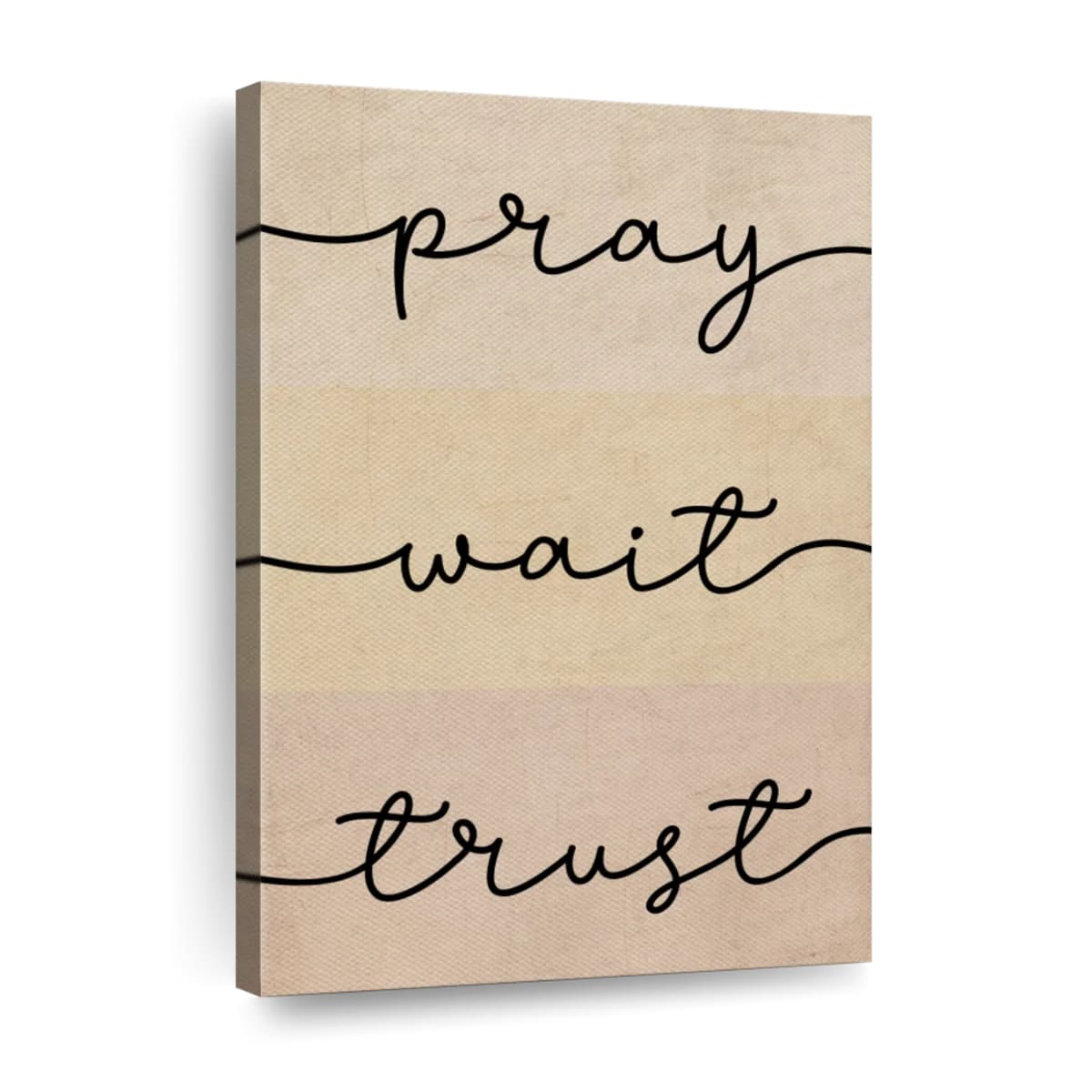 Pray Wait Trust Typography Wall Art Canvas - Canvas Religious Wall Art - Christian Wall Decor Living Room
