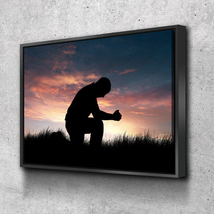 Prayer & Praying At Sunrise Sunset Canvas - Christian Canvas Wall Art