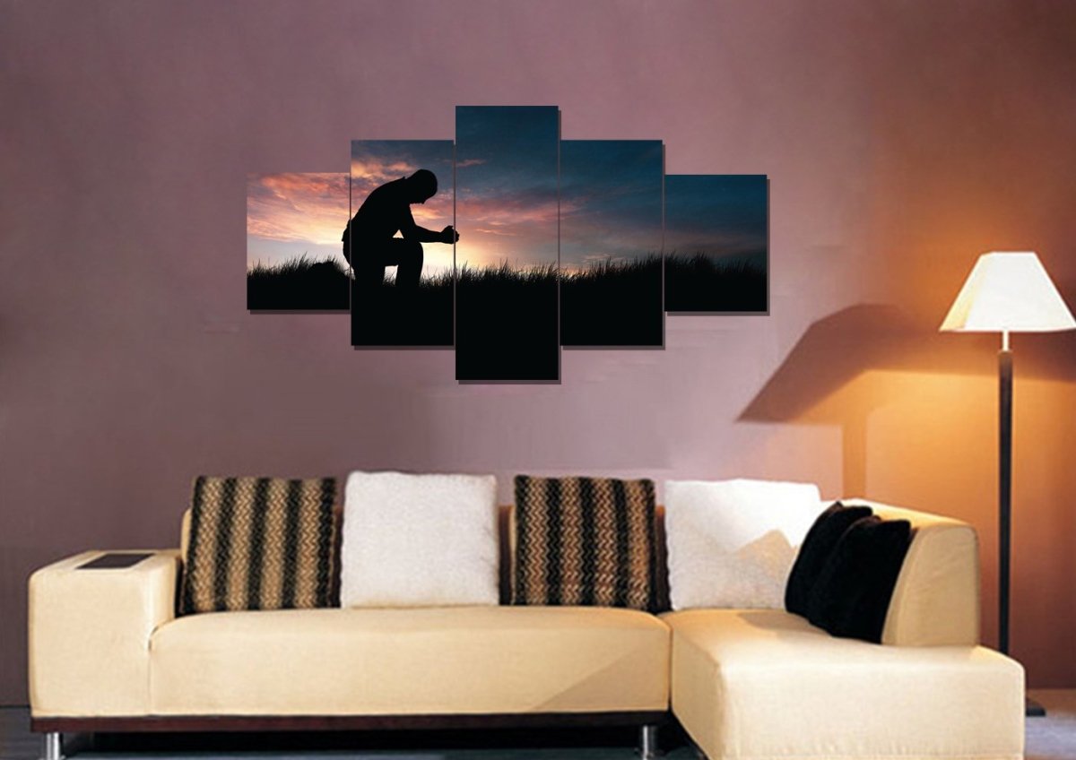 Prayer & Praying At Sunrise Sunset Canvas - Christian Canvas Wall Art