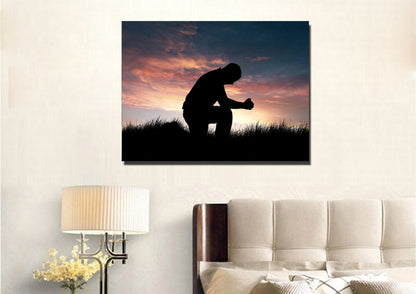 Prayer & Praying At Sunrise Sunset Canvas - Christian Canvas Wall Art