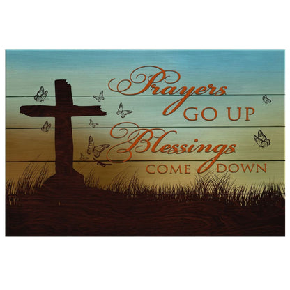 Prayers Go Up Blessings Come Down Canvas Wall Art - Christian Canvas - Faith Canvas