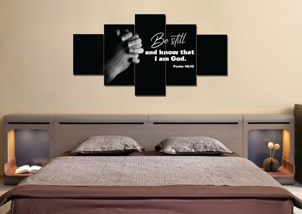 Praying Hands & Be Still Wall Art Canvas - Christian Canvas Wall Art