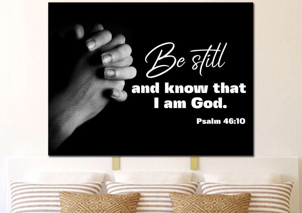 Praying Hands & Be Still Wall Art Canvas - Christian Canvas Wall Art