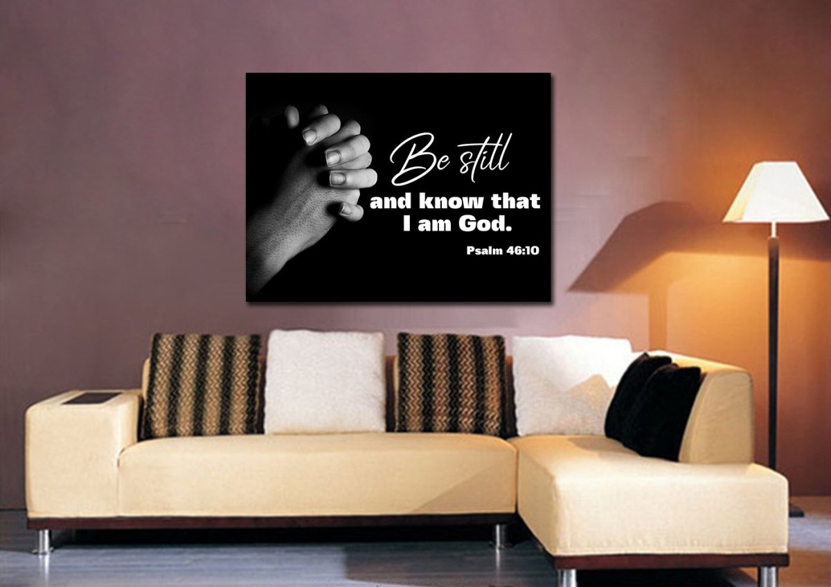 Praying Hands & Be Still Wall Art Canvas - Christian Canvas Wall Art