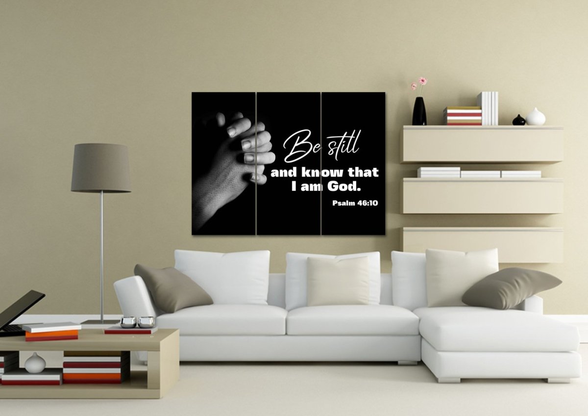 Praying Hands & Be Still Wall Art Canvas - Christian Canvas Wall Art