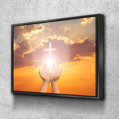 Praying To The Cross Canvas - Christian Canvas Wall Art