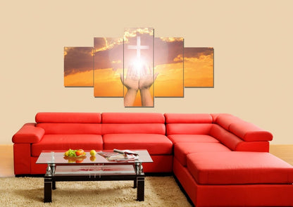 Praying To The Cross Canvas - Christian Canvas Wall Art