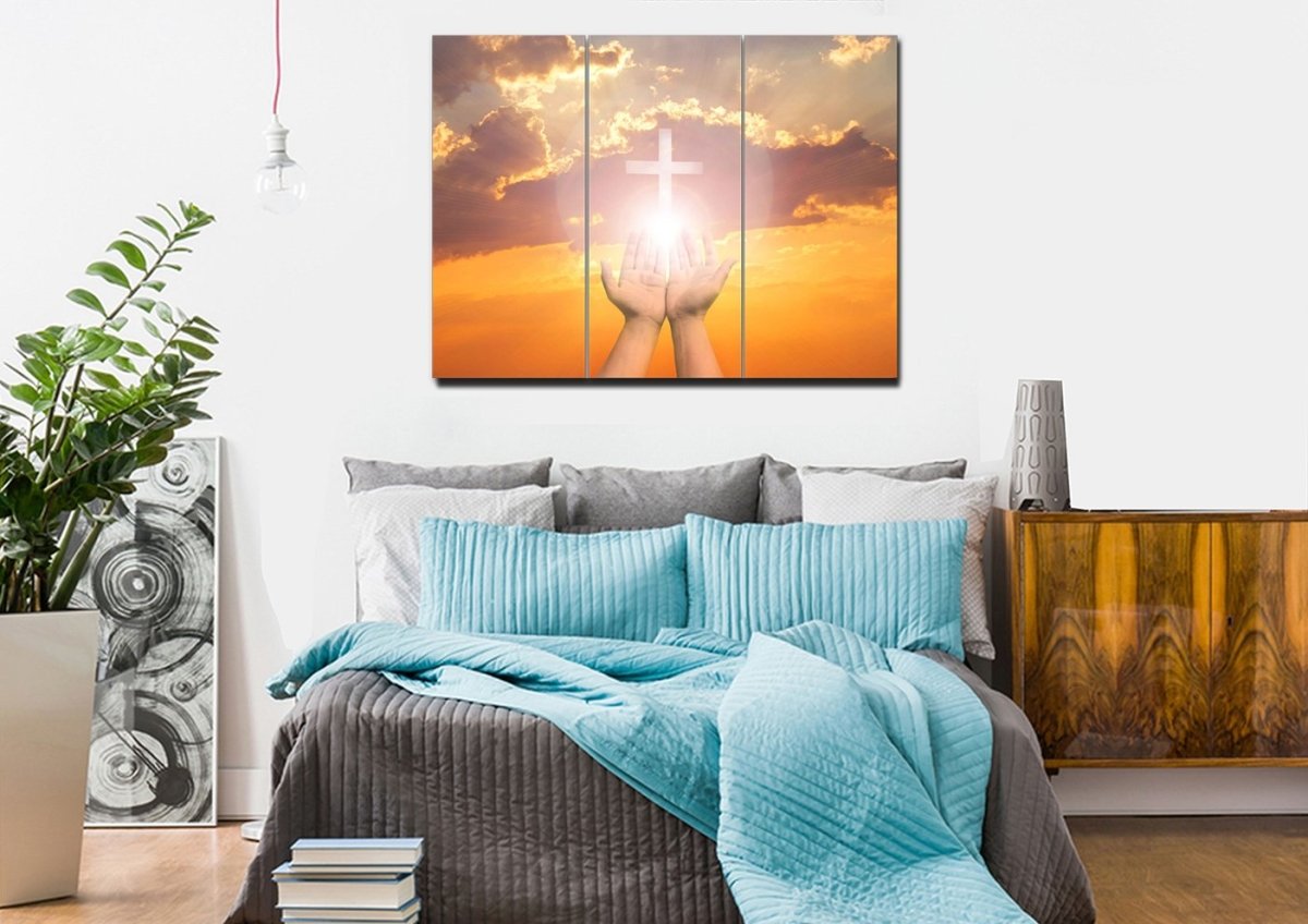 Praying To The Cross Canvas - Christian Canvas Wall Art
