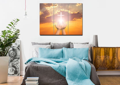 Praying To The Cross Canvas - Christian Canvas Wall Art