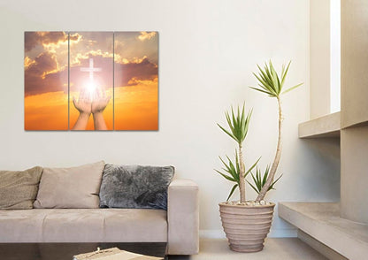 Praying To The Cross Canvas - Christian Canvas Wall Art