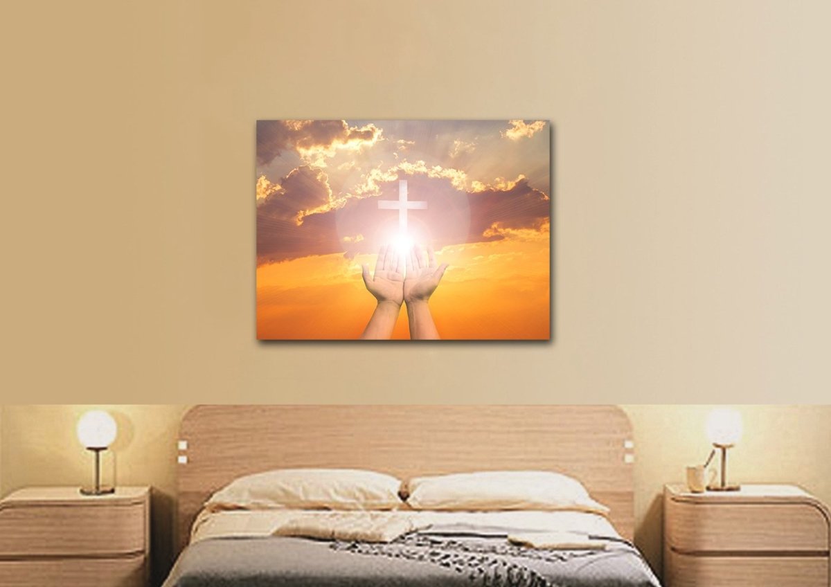 Praying To The Cross Canvas - Christian Canvas Wall Art
