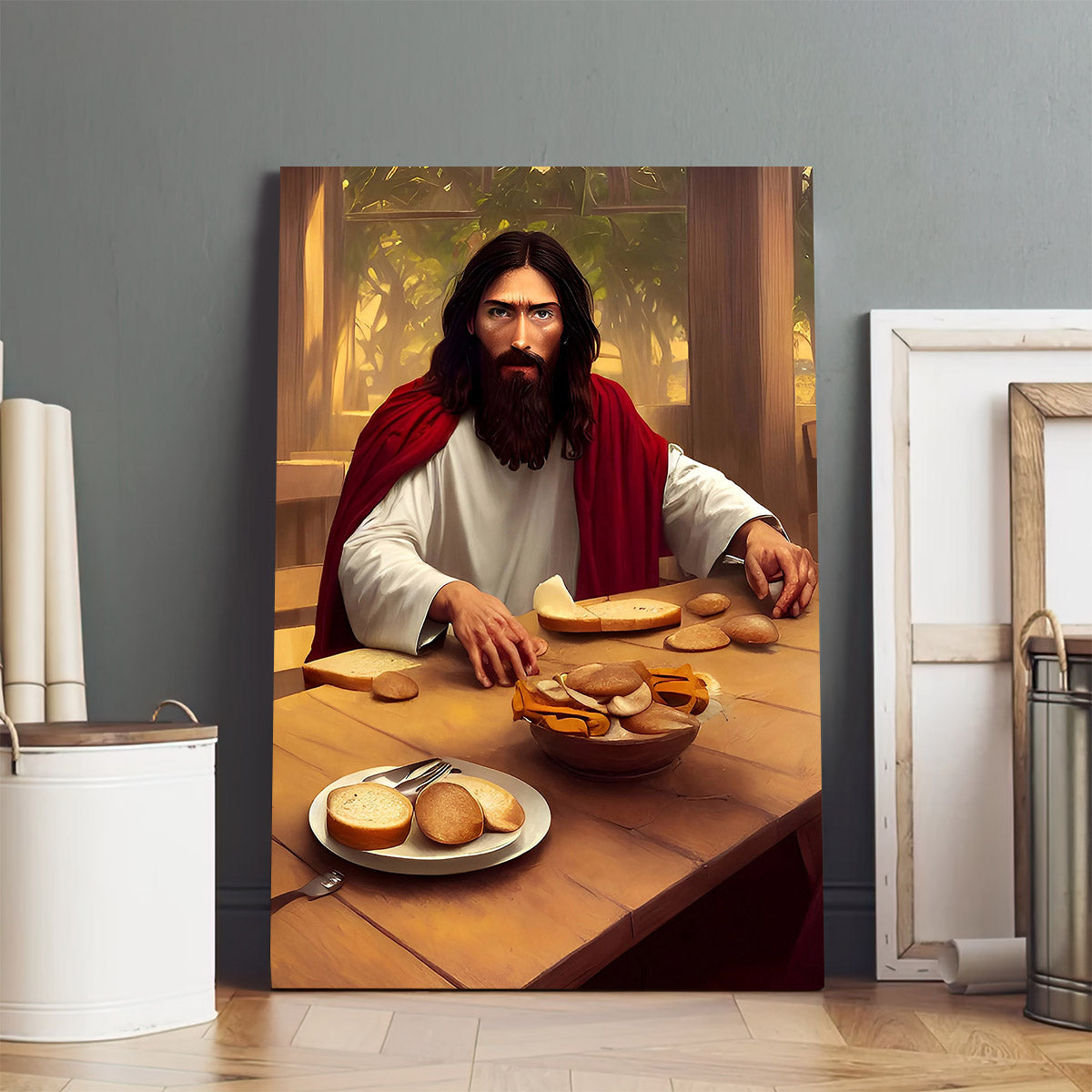 Premium Ai Generated Art A Seat At The Table With - Jesus Canvas Art - Christian Wall Art