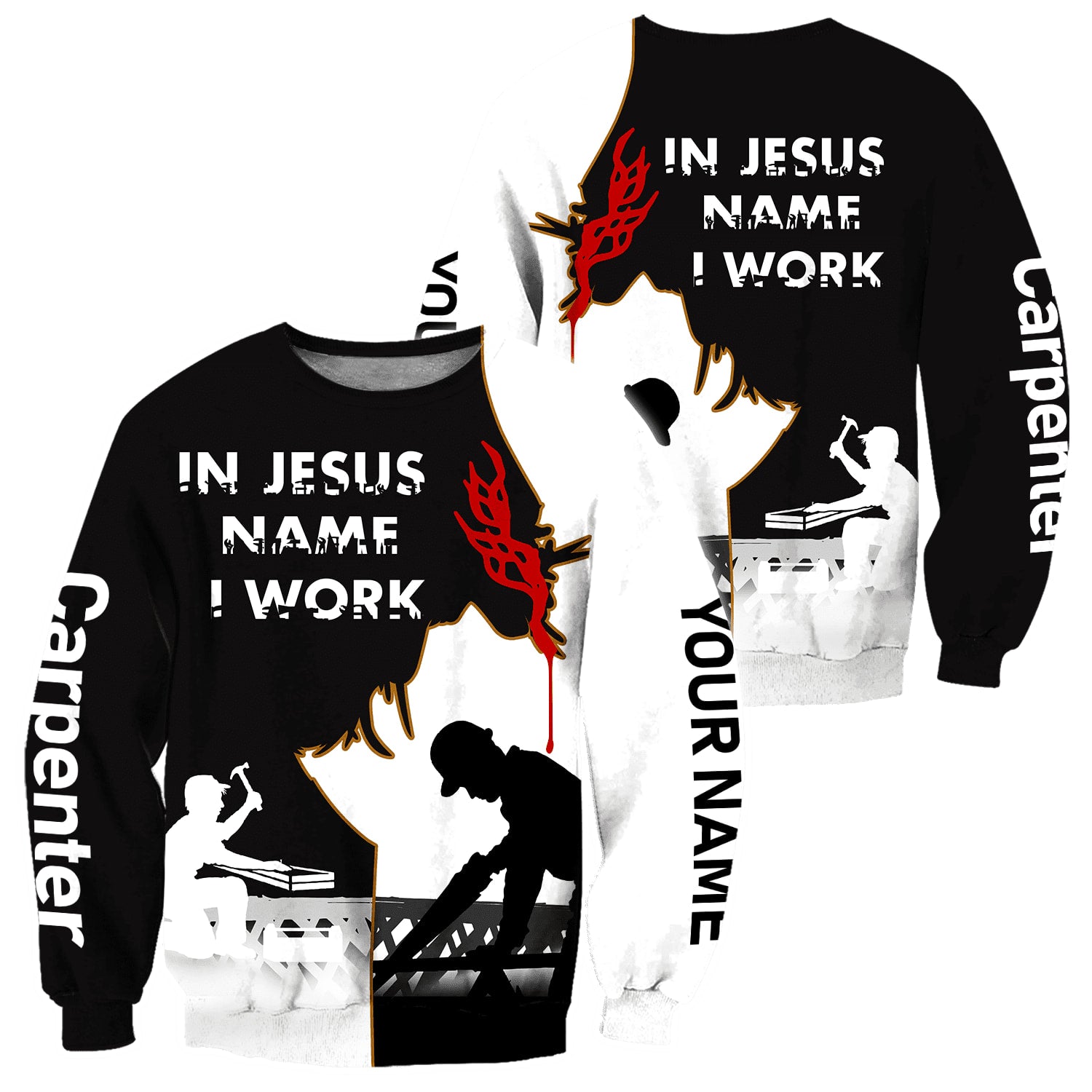 Premium In Jesus Name I Work - Christian Sweatshirt For Women & Men