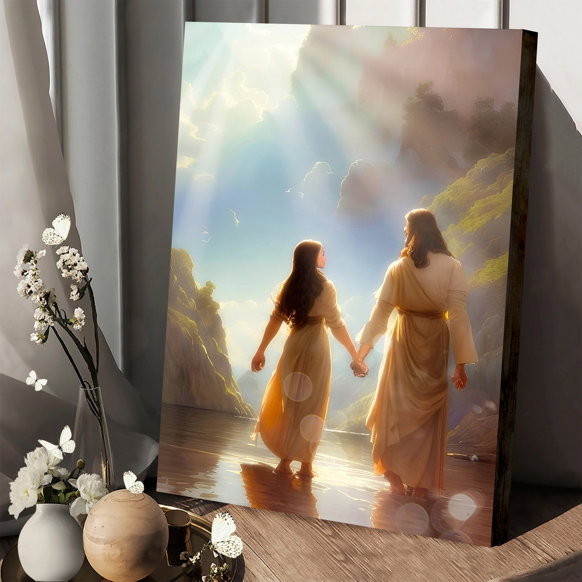 Premium Poster Ai Generated Art Woman Walking On The Water - Jesus Canvas Pictures - Christian Wall Art