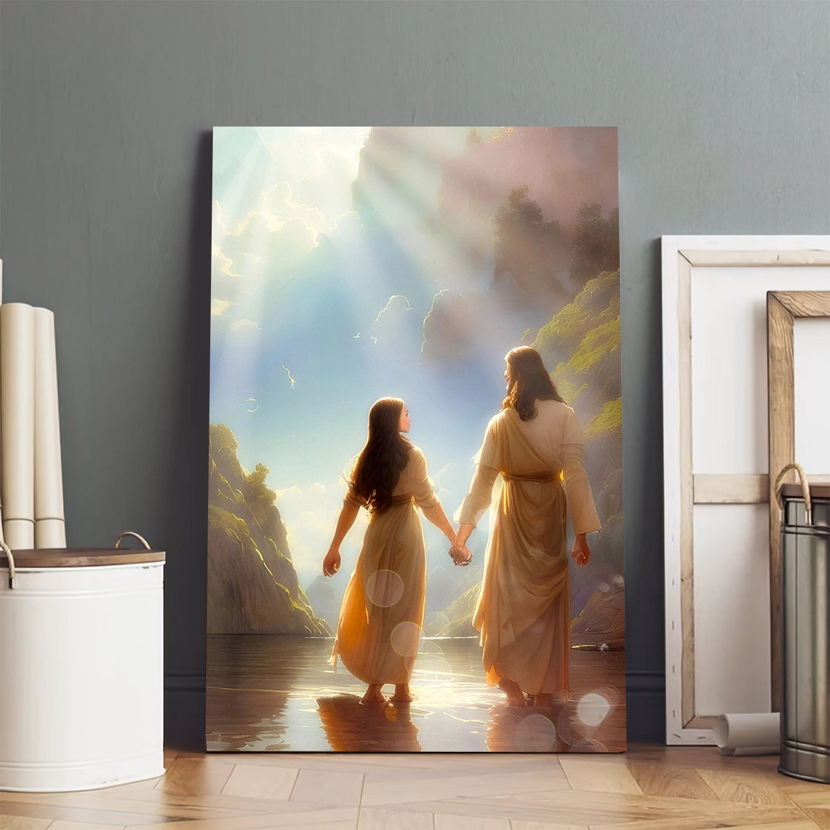 Premium Poster Ai Generated Art Woman Walking On The Water - Jesus Canvas Pictures - Christian Wall Art