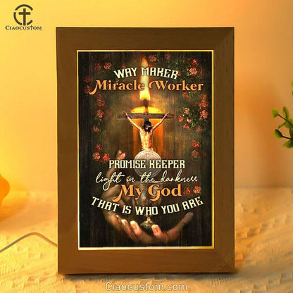 Pretty Candle Rose Garden Jesus Way Maker Miracle Worker Frame Lamp