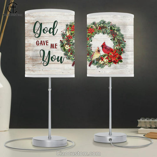 Pretty Cardinal Couple God Gave Me YouRoom Decor Visual Art Table Lamp Art - Christian Lamp Art Decor - Bible Verse Table Lamp