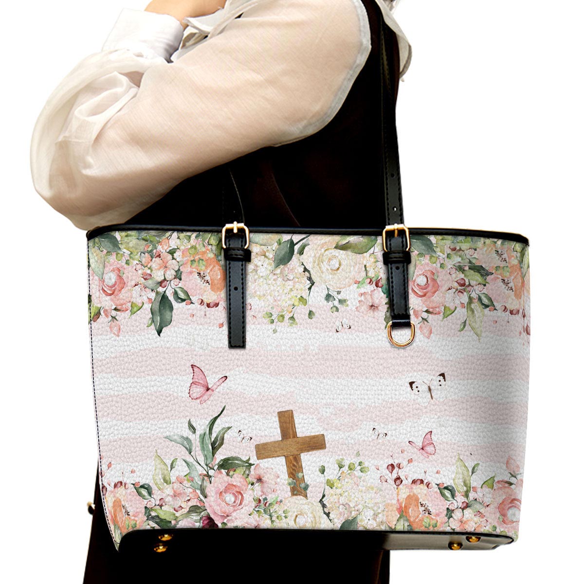 Pretty Cross Large Pu Leather Tote Bag For Women - Mom Gifts For Mothers Day