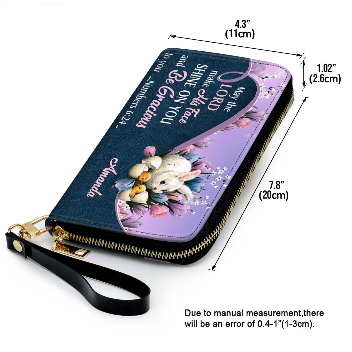 Pretty Rabbit May The Lord Make His Face Shine On You Clutch Purse For Women - Personalized Name - Christian Gifts For Women