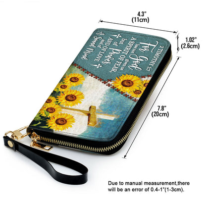 Pretty Sunflower For God Has Given Us A Spirit Of A Sound Mind Clutch Purse For Women - Personalized Name - Christian Gifts For Women