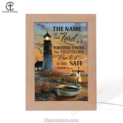 Pretty Sunset Lighthouse Drawing The Name Of The Lord Frame Lamp