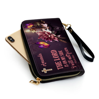 Pretty The Lord Is On My Side Clutch Purse For Women - Personalized Name - Christian Gifts For Women