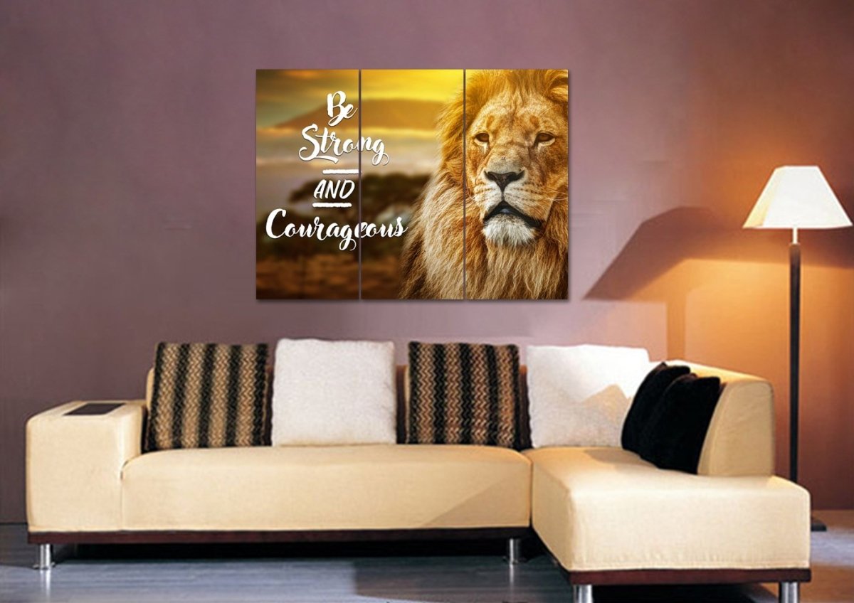 Pride Lion Joshua 19 Be Strong And Courageous Wall Art - Christian Canvas Wall Art