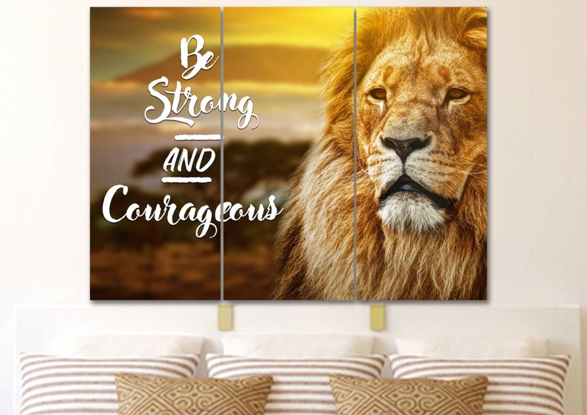 Pride Lion Joshua 19 Be Strong And Courageous Wall Art - Christian Canvas Wall Art